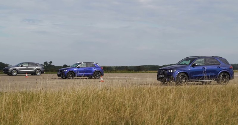 Drag Race: Mercededs-Benz AMG GLE 53 vs Volkswagen T-ROC R vs Porsche Cayenne Coupe (video)