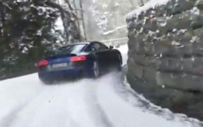 Audi R8 βιάζεται να φτάσει στο… σαλέ (Video)
