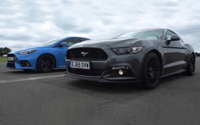 Ford Mustang GT vs Focus RS (video)