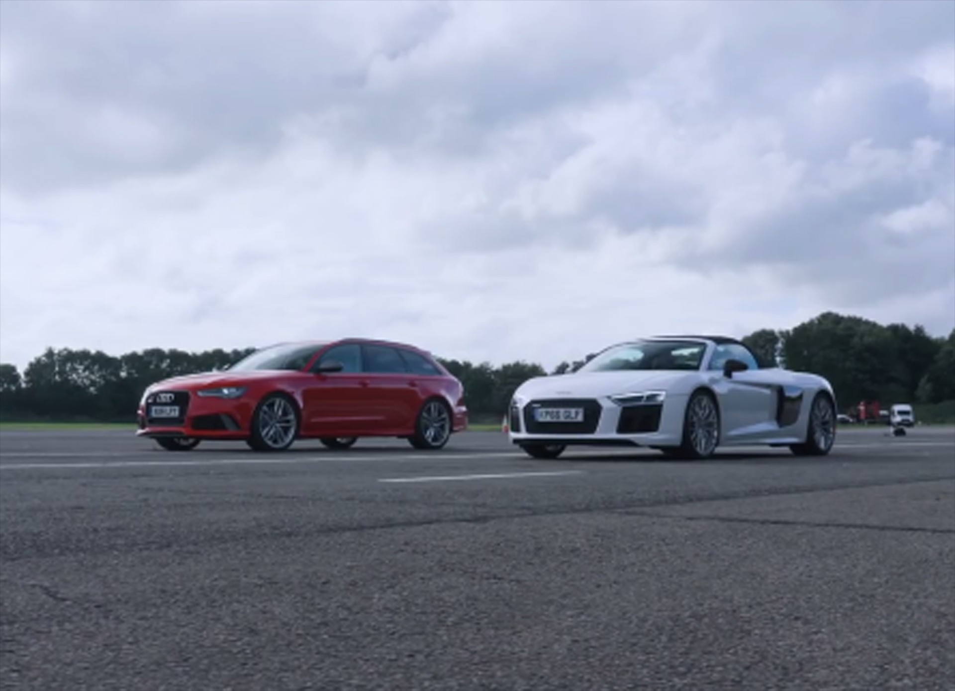 Audi RS6 Performance vs R8 Spyder (video)