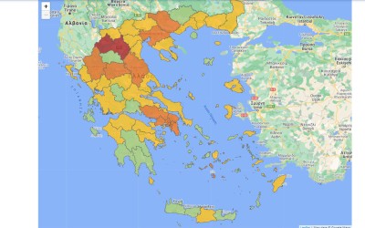 Ποιες περιοχές της Ελλάδας περνούν στο «κόκκινο» επίπεδο 4