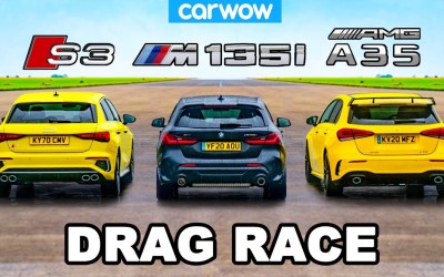 Drag Race: Audi S3 vs BMW M135i vs Mercedes-Benz A35 AMG [Video]