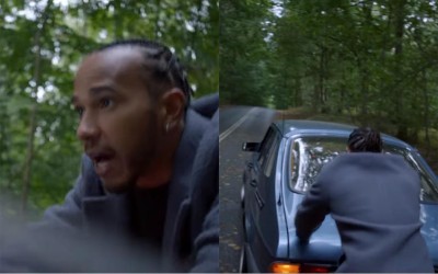 O Hamilton σπρώχνει ένα χαλασμένο SAAB [Video]