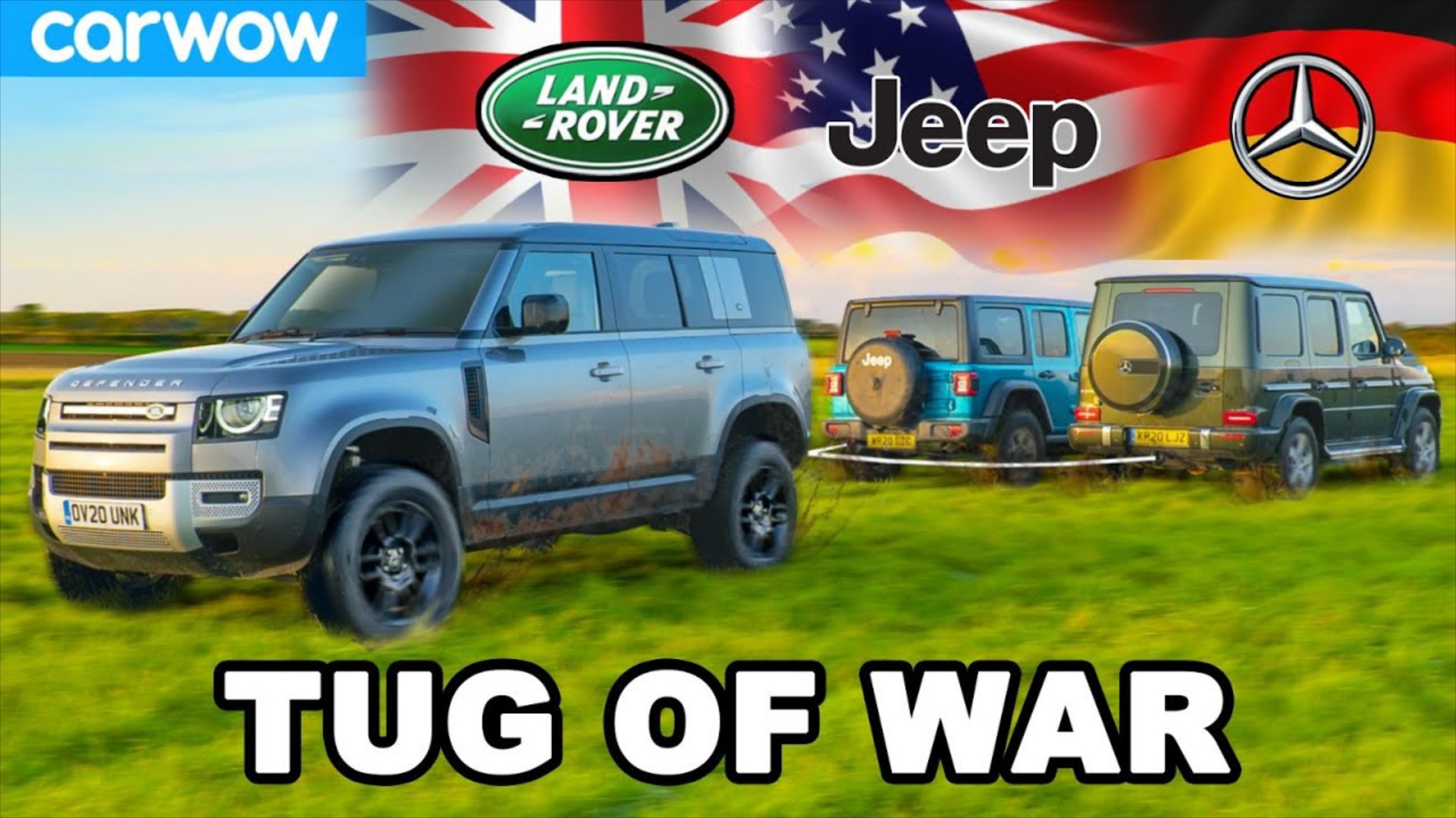 Tug of War: Mercedes G350 vs Land Rover Defender vs Jeep Wrangler [Video]