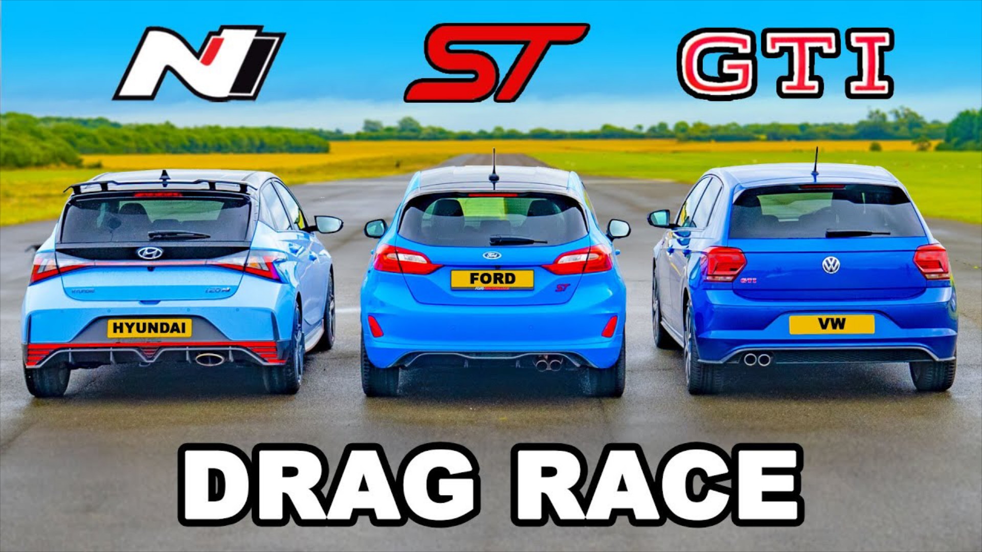 Hothatch Drag Race: Hyundai i20 N vs Ford Fiesta ST Edition vs VW Polo GTI [Video]