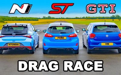 Hothatch Drag Race: Hyundai i20 N vs Ford Fiesta ST Edition vs VW Polo GTI [Video]