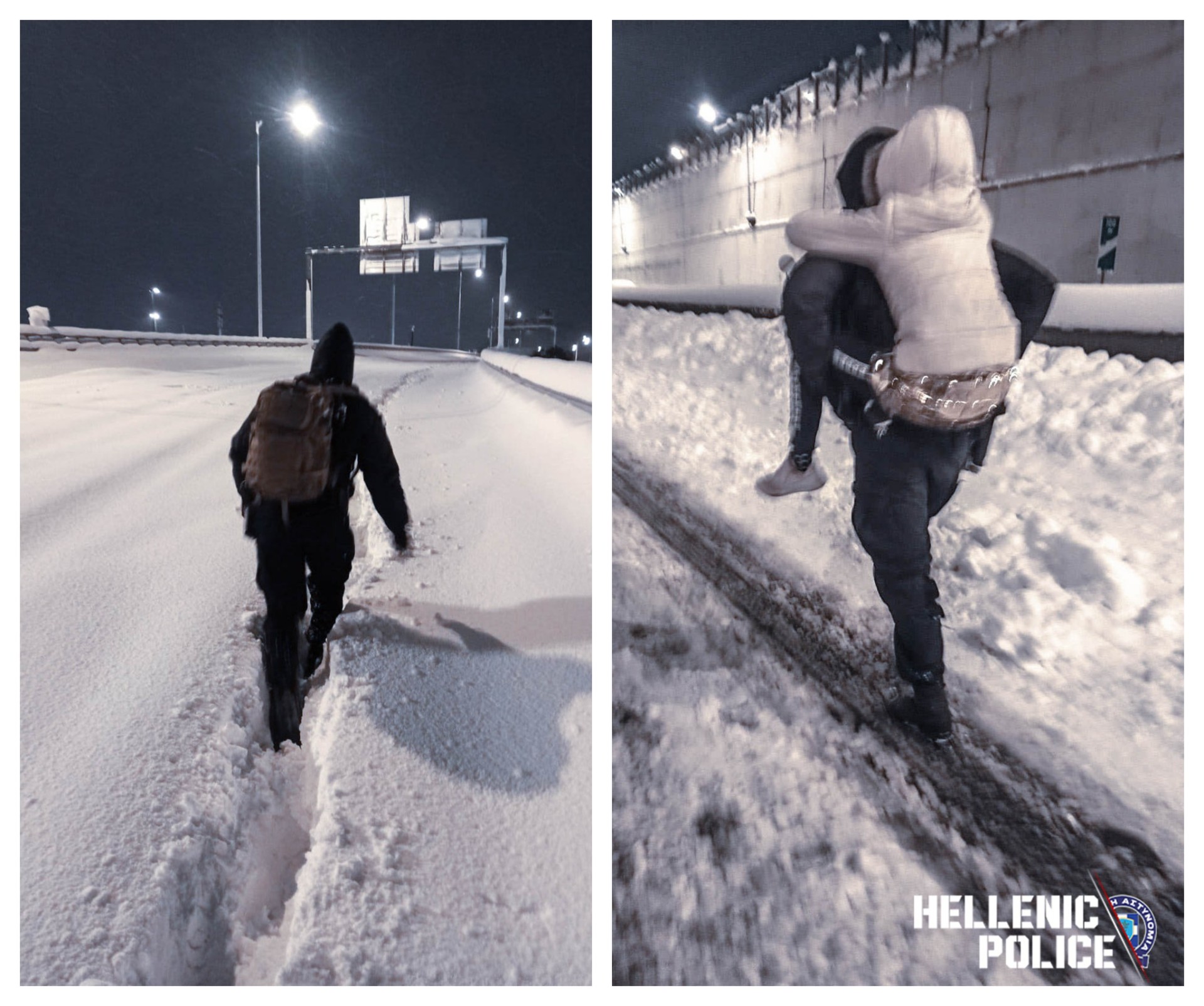 Αττική Οδός: Αστυνομικός κουβάλησε στην πλάτη μικρό παιδί