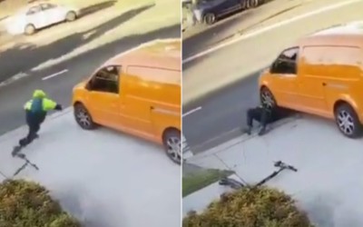 Video: Έπεσε με ηλεκτρικό πατίνι, τον πάτησε αυτοκίνητο 2 φορές