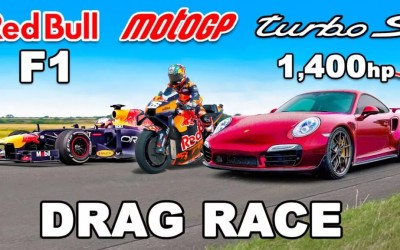 Κόντρα κορυφής: Porsche 911 Turbo 1.400 PS εναντίον F1 και MotoGP [video]