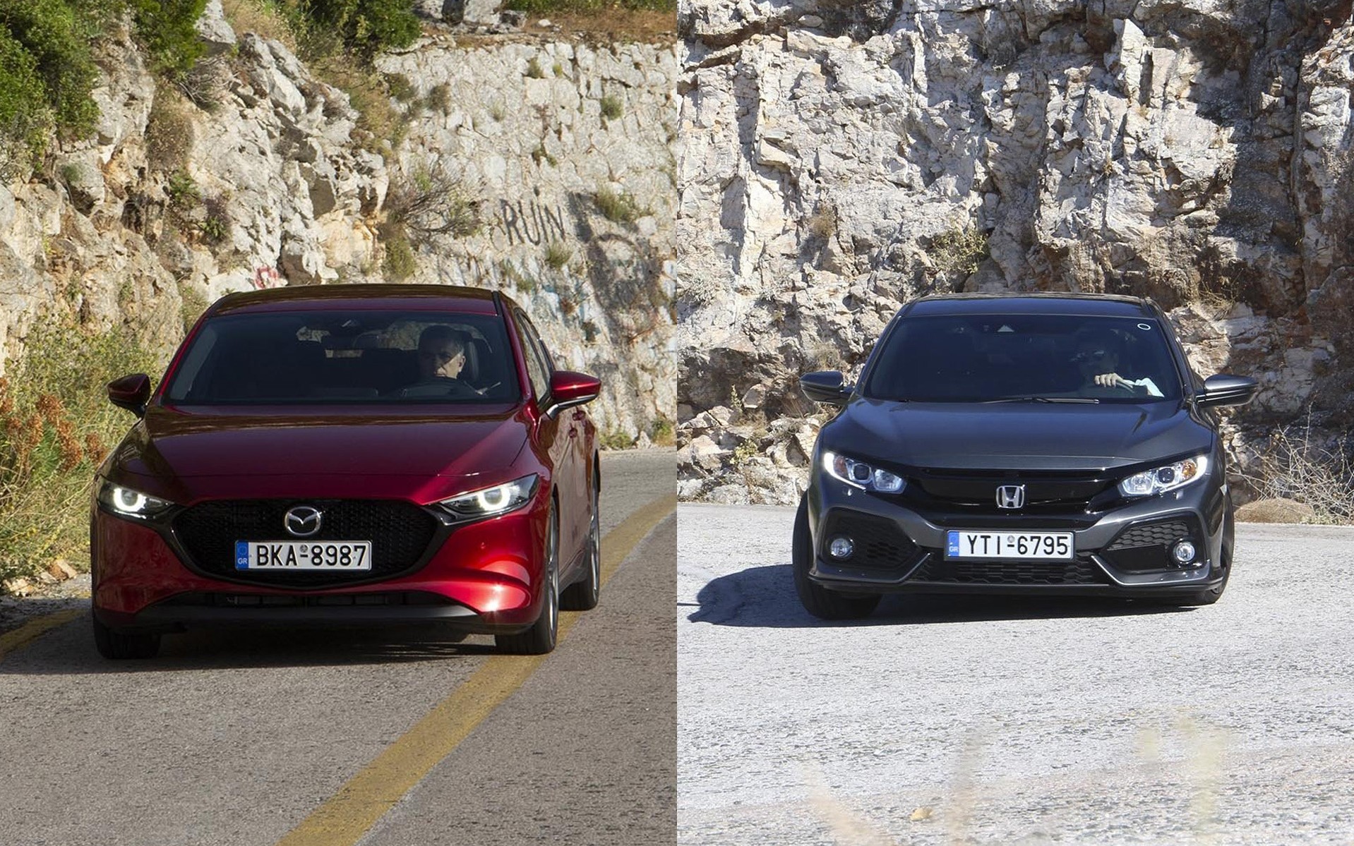 Δοκιμή Mazda3 και Honda Civic: Ατμόσφαιρα ή turbo;