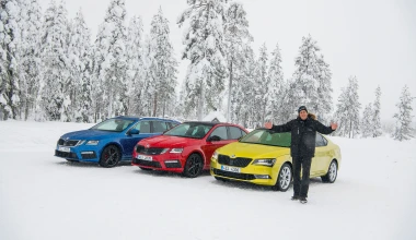 Παιχνίδια στο χιόνι με τα τετρακίνητα Skoda (vid)