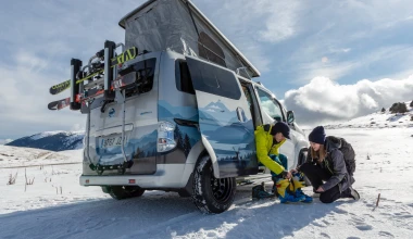 Ένα τροχόσπιτο Nissan e-NV200 για χειμερινές εξορμήσεις! (video)
