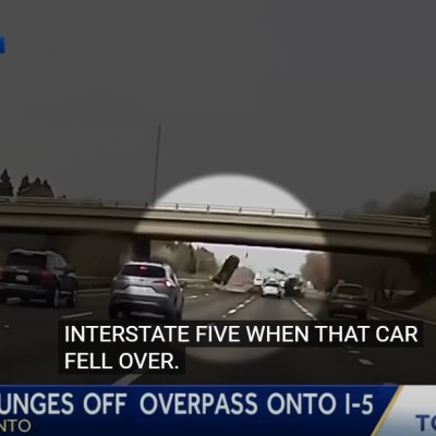 Αυτοκίνητο έπεσε από γέφυρα στην εθνική οδό – Είχαν όλοι «Άγιο» [video]