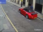 Shocking moment thug slashes into Porsche convertible roof